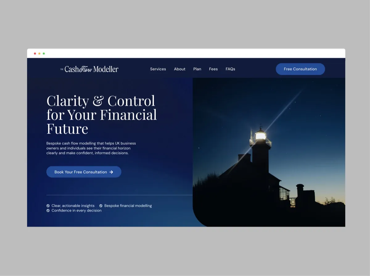 The Cash Flow Modeller: brand identity and website design